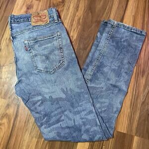 Men’s 31x32 Levi’s 511 Slim Fit Mid Rise Blue Camouflage Print Denim Jeans